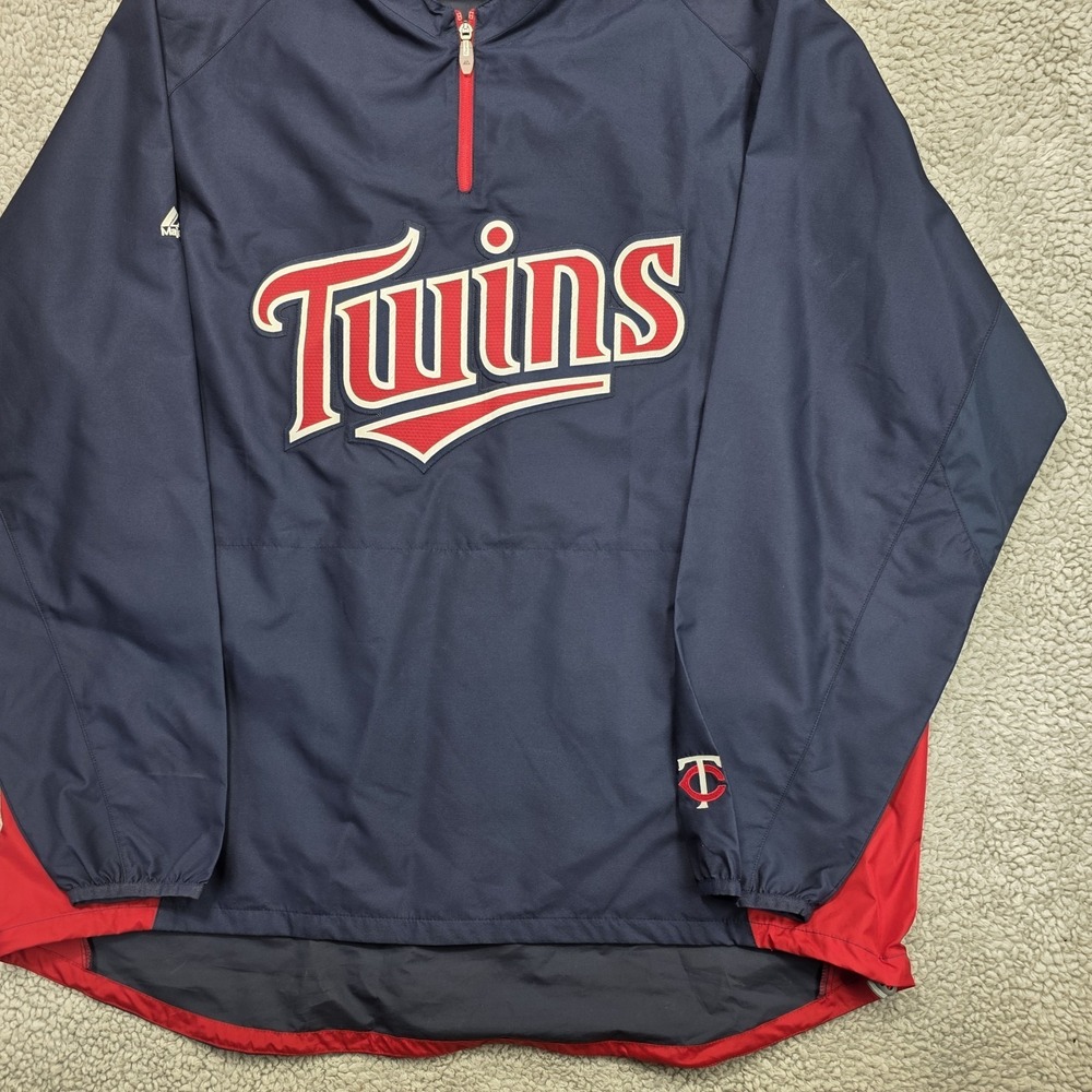 Vtg Majestic Minnesota Twins Dugout Jacket MLB 1/4 Zip Pullover Windbreaker 2XL‎ - Picture 3 of 9